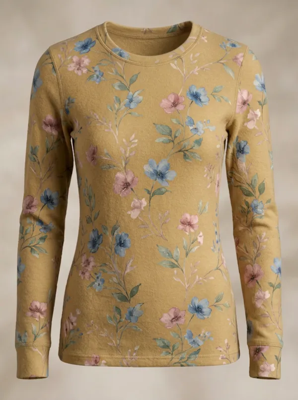 Women's Delicate Petal Long Sleeve Thermal Top