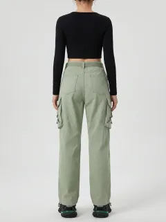 Core Geometric Pattern Multi Pocket Essential Women's Multi Pocket Cargo Pants