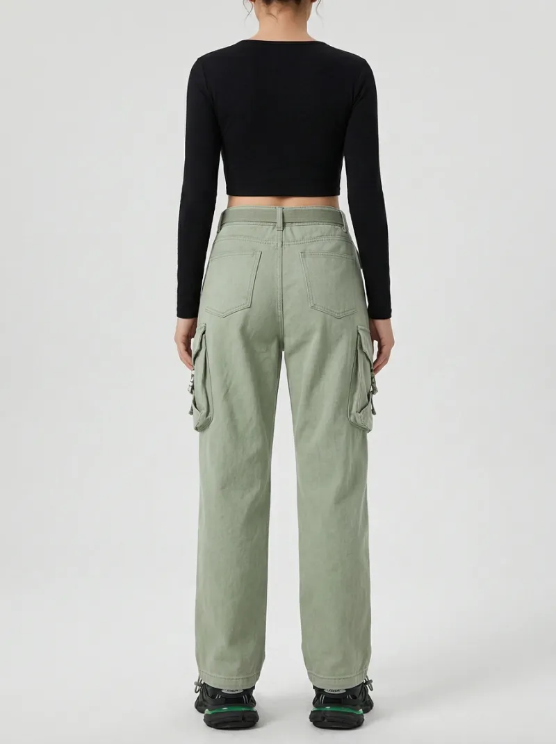 Core Geometric Pattern Multi Pocket Essential Women's Multi Pocket Cargo Pants