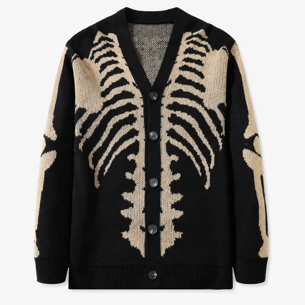 Skeleton Graphic Knit Cardigan