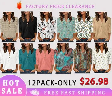 WIHOLL Womens Tops 3/4 Sleeve Heley Shirts