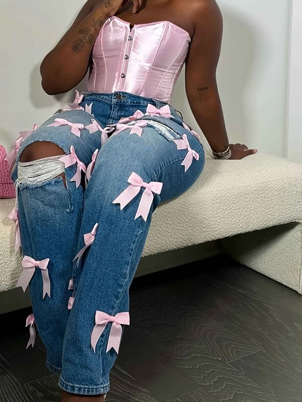 High-rise Ripped Boyfriend Jeans