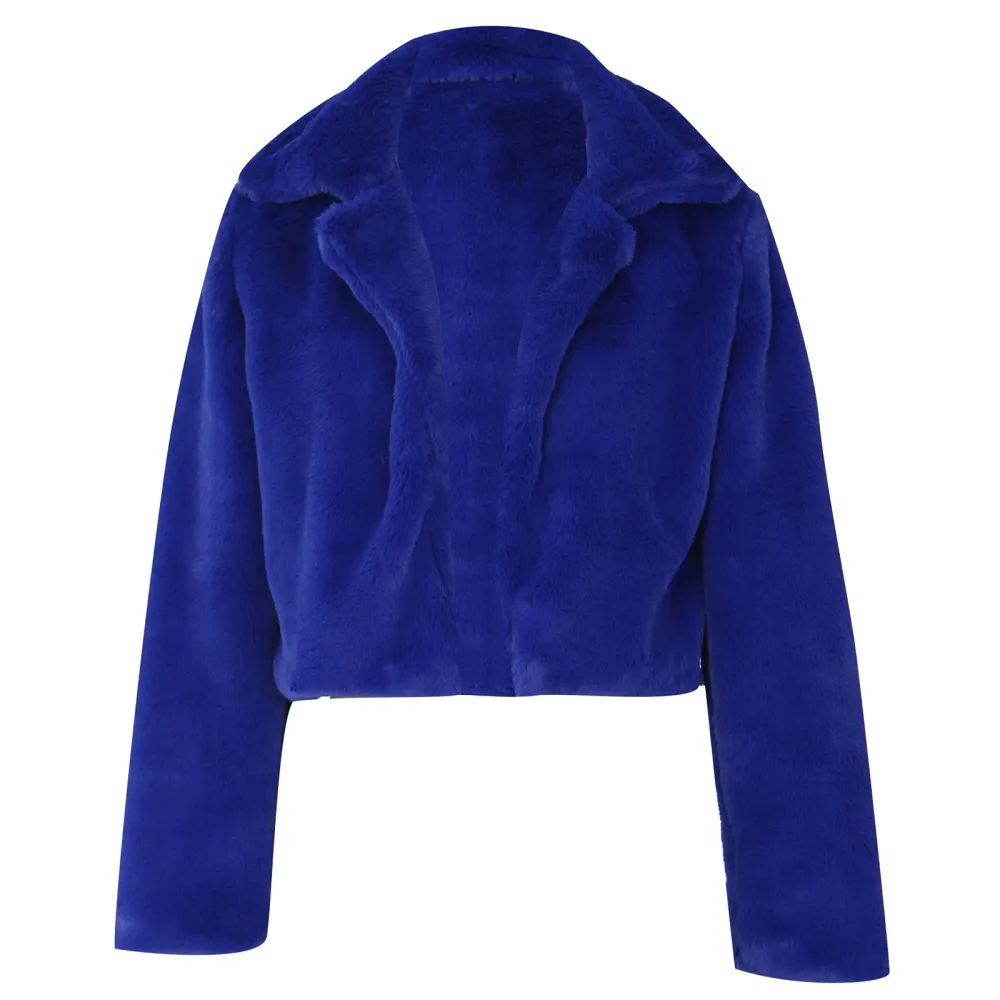 Z1-Blue Faux Fur Coat Women with Hood Cropped Bubble Coats Fleece Short Warm Jackets Plus Size Winter Coats for Women