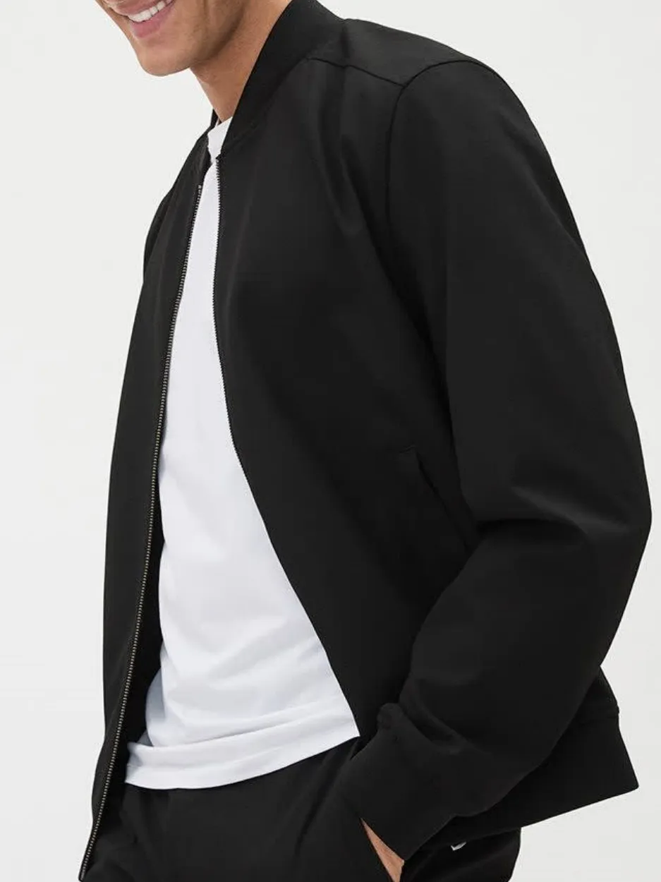 Black Long-Sleeve City Bomber Jacket