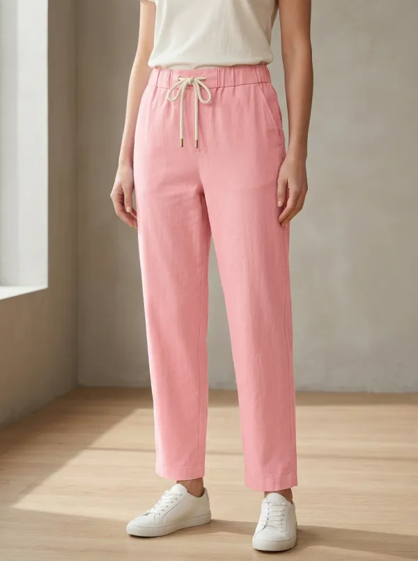 Women's Coastal Inspired Casual Adjustable Drawstring Waist Pants