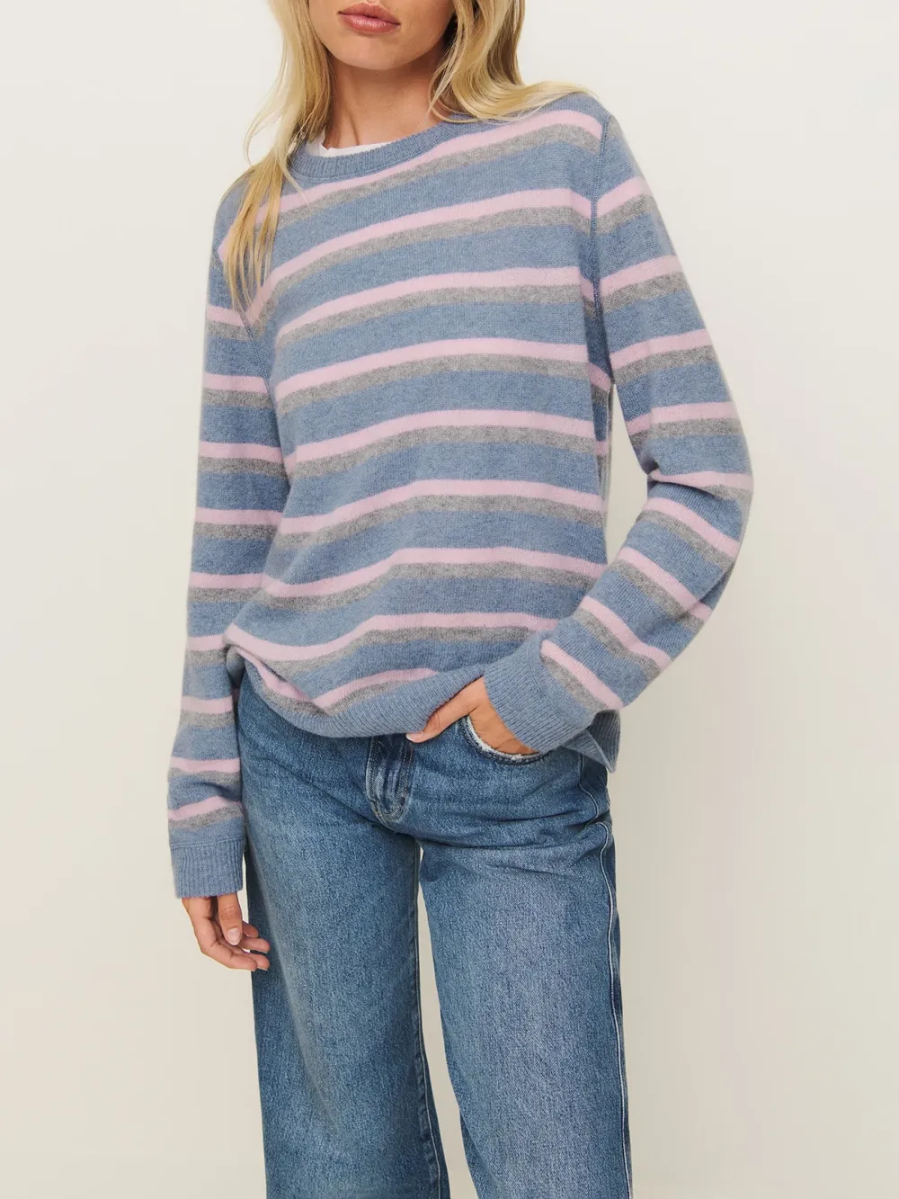 Pastel Striped Crew Neck Sweater