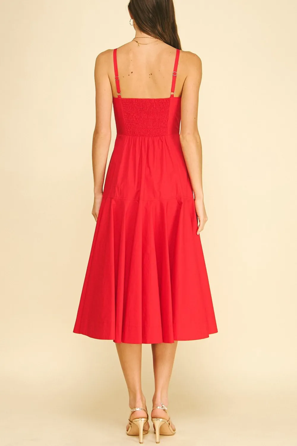Halter Neck Flared Midi Dress