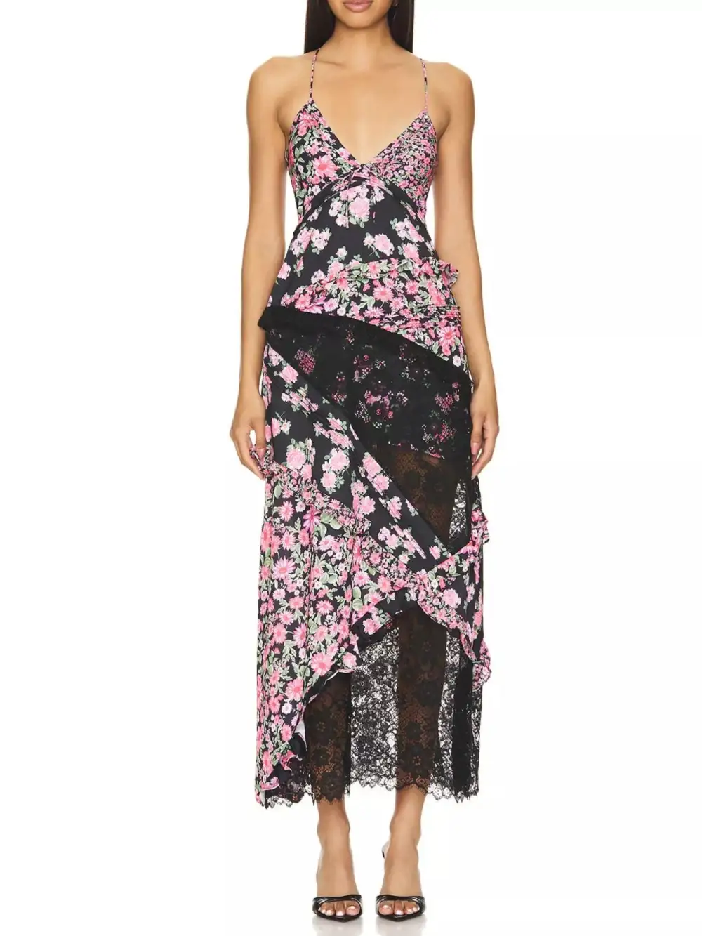 Floral Printed Lace Maxi Dress