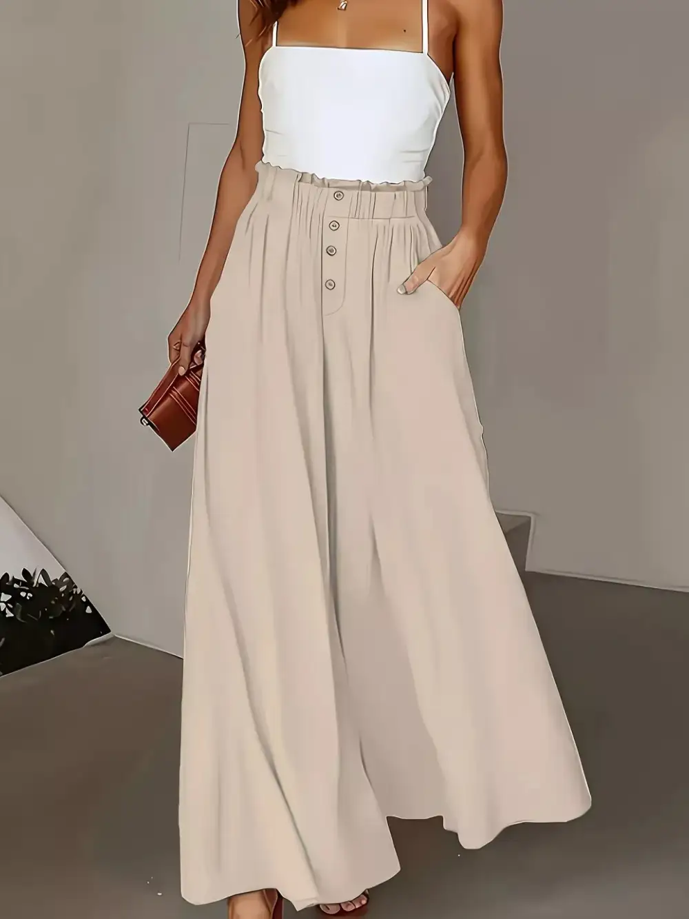 Relaxed High Waist Wide Leg Pants