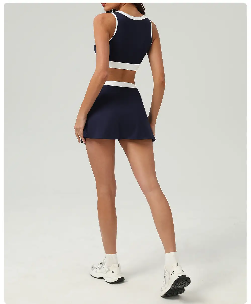 Contrast-Trim Quick-Dry Bra, Skort and Shorts Active Set
