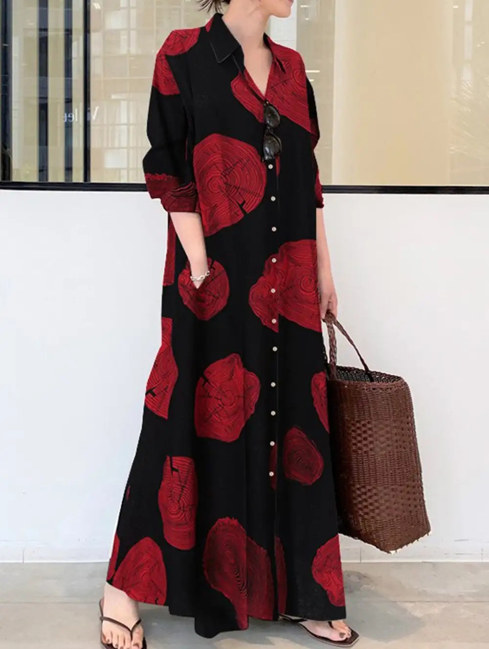 Simple Loose Long Shirt Dress