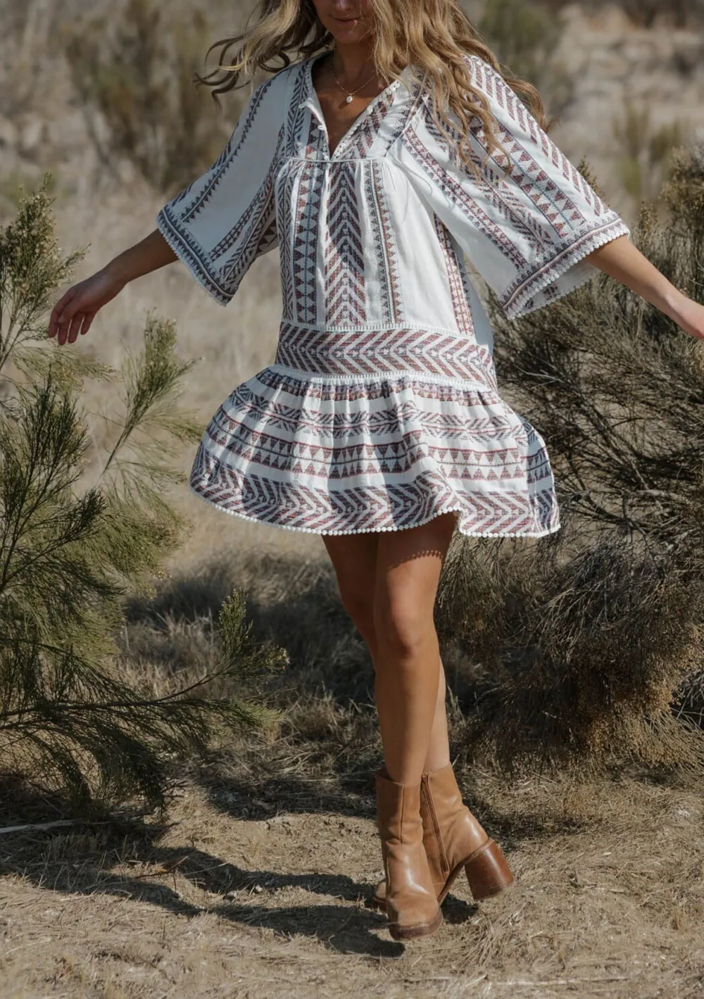 Geometric Half Sleeve Dress