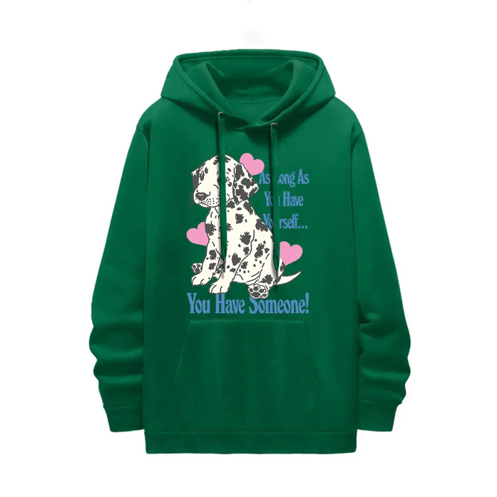 Dalmatian Print Gray Hoodie With Heart Accents