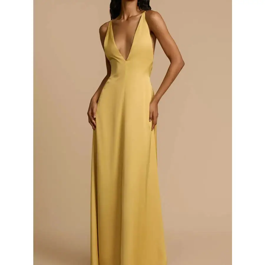 Deep V Neck Maxi Dress