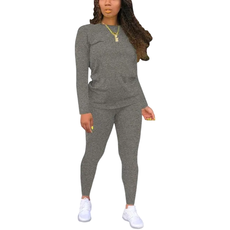Women's Long Sleeve Tee & Elastic Waist Pants Set