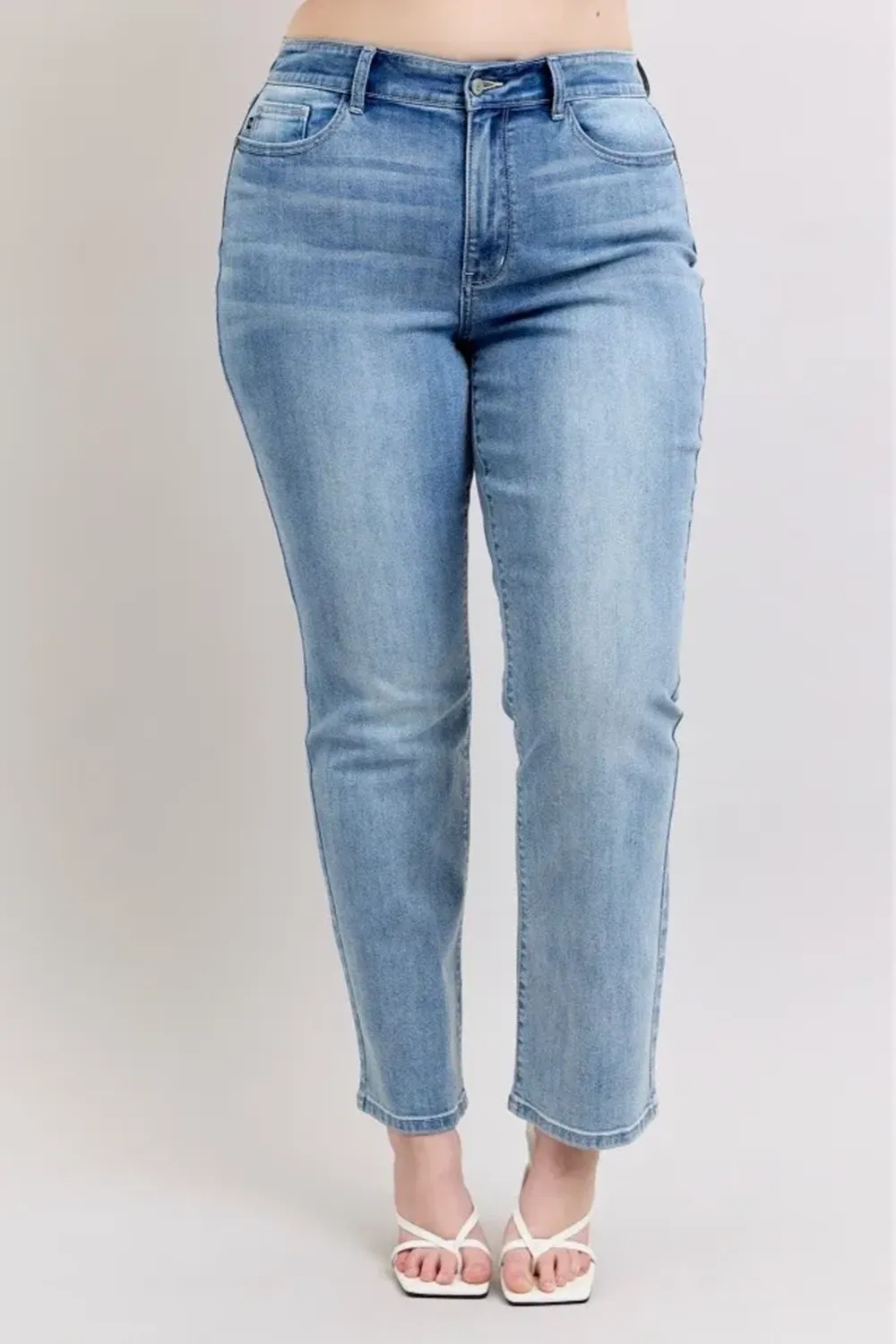 Blue Retro Simple Slim-Fit  Trousers