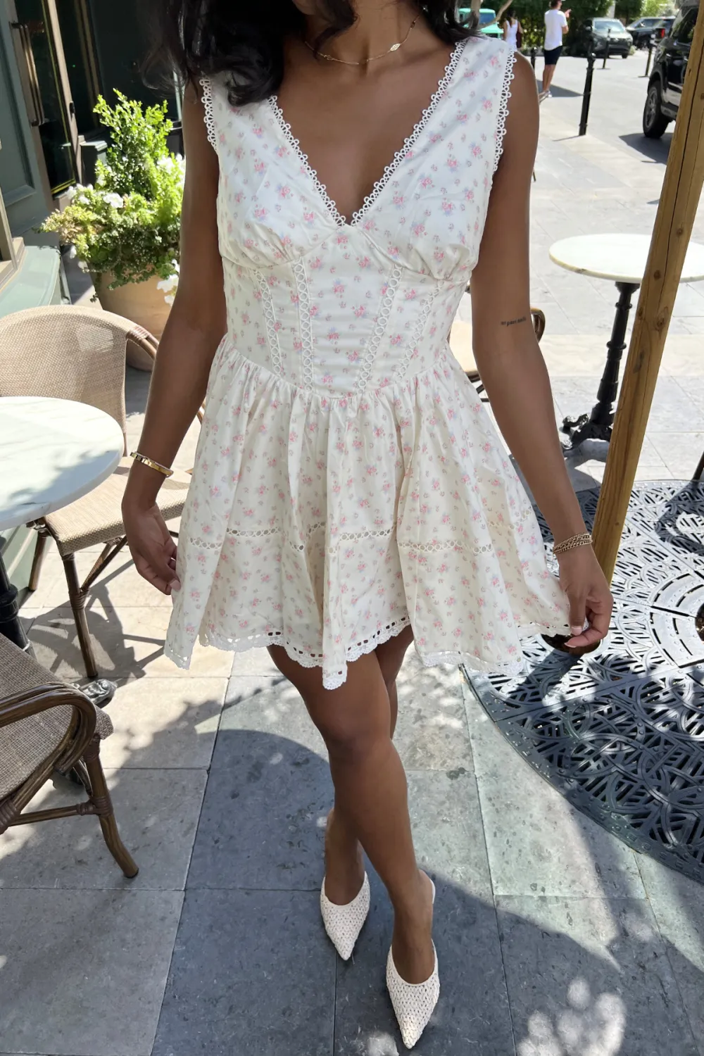 Lace Trim Mini Dress