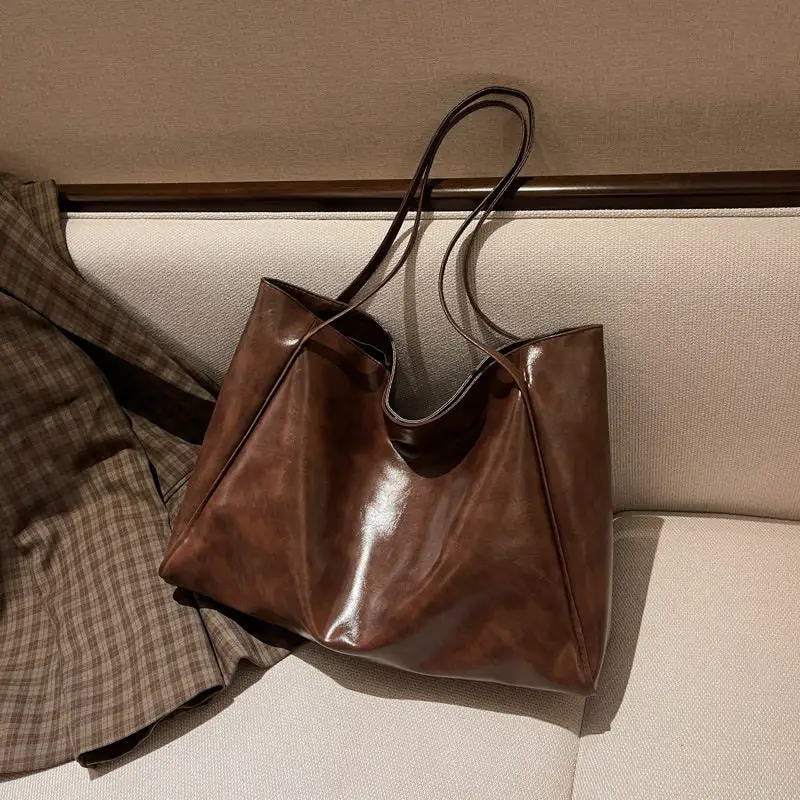 Compact Leather Roomy Everyday Tote Bag