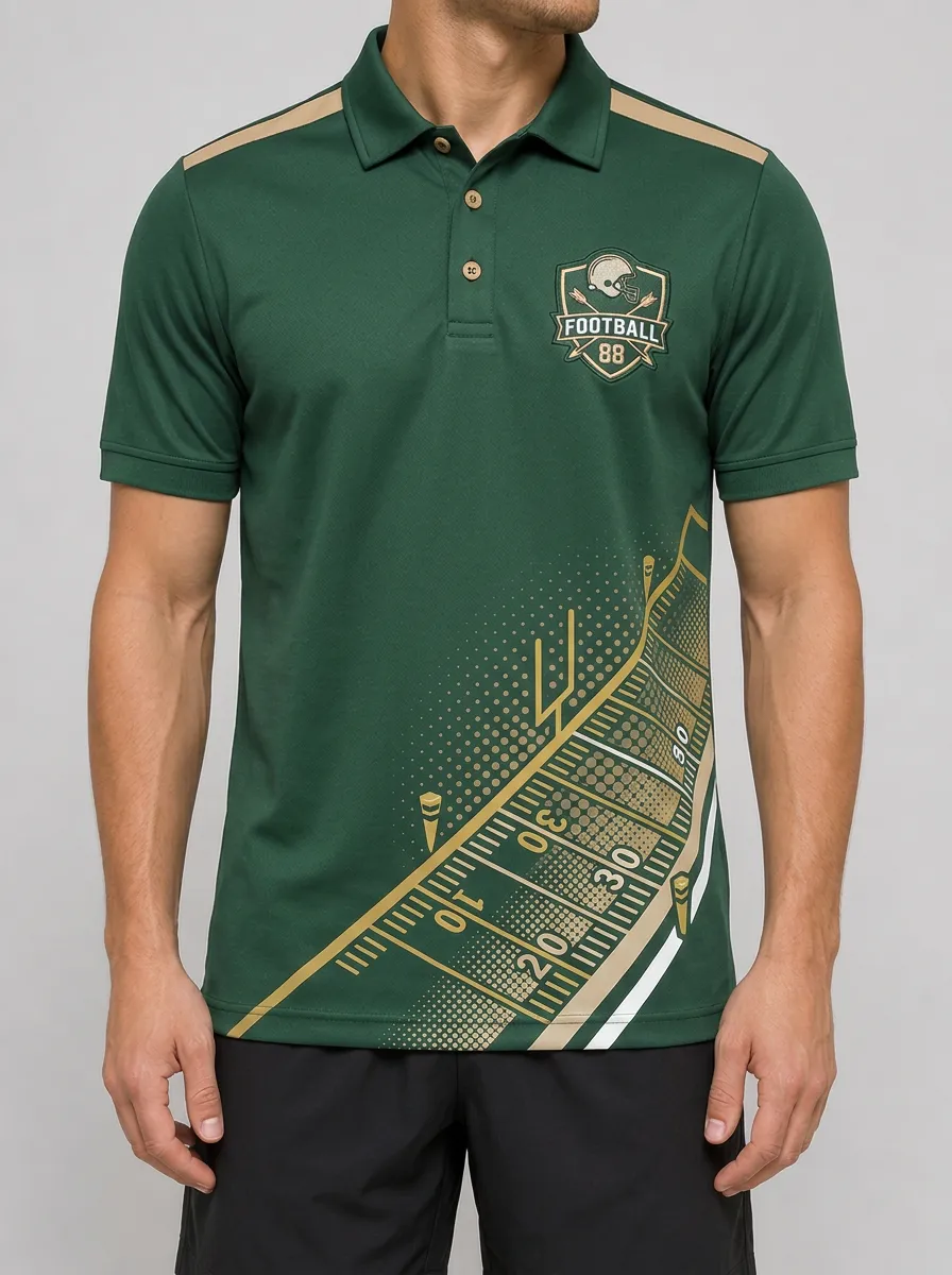 Men's Football Helmet Graphic Polo Shirts