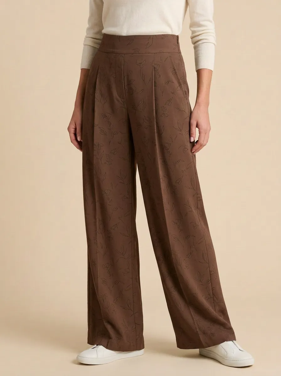 Modern Wide-Leg Floral Printed Women's Wide-Leg Pants