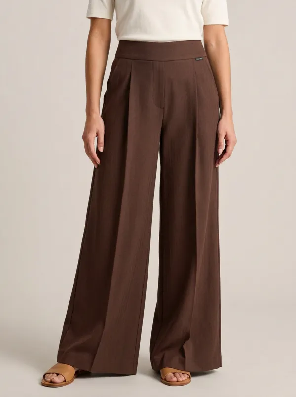 Classic Wide-Leg Pleated Solid Women's Wide-Leg Pants
