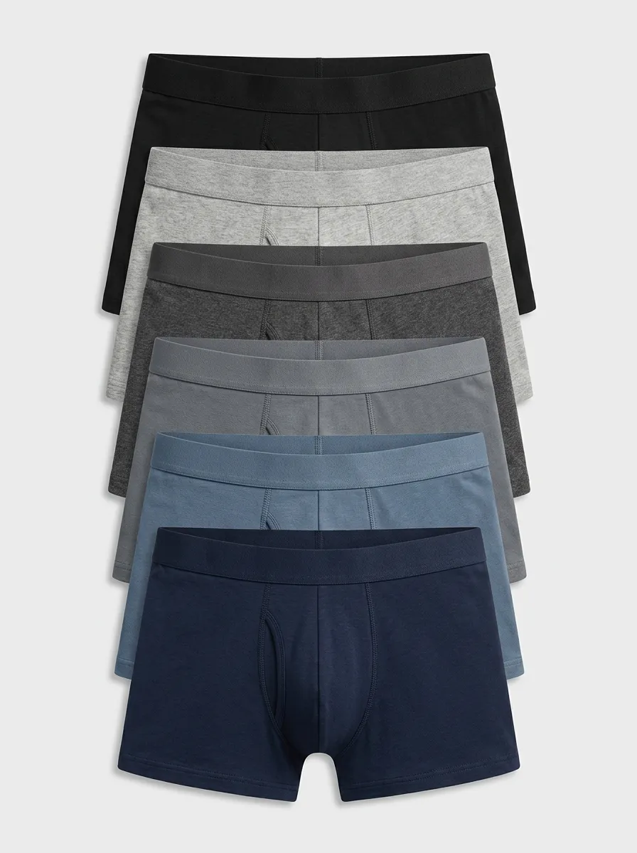 Men's Wide Waistband Mid Rise 6-Pack Boxer Briefs