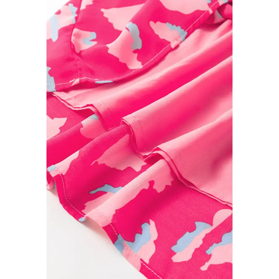 Ruffled Printed Short Sleeve Mini Dress