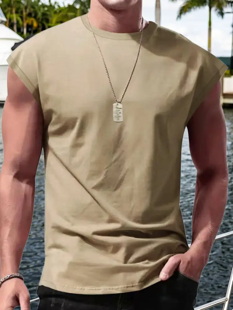 S Minimalist Drop Shoulder Sleeveless Tee Tank Top