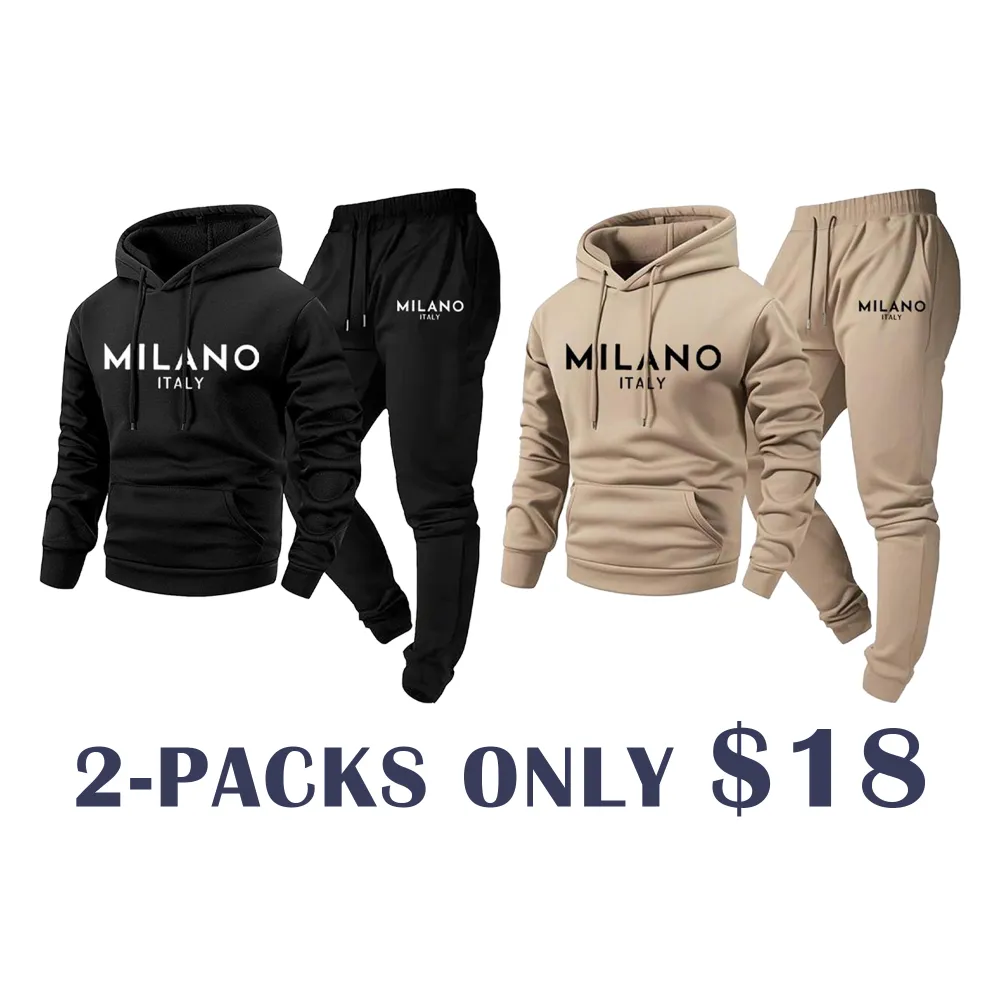 🔥WAREHOUSE SALE-Men's Milano Print Hoodie and Sweatpants Set | Casual Tracksuit for Indoor & Outdoor