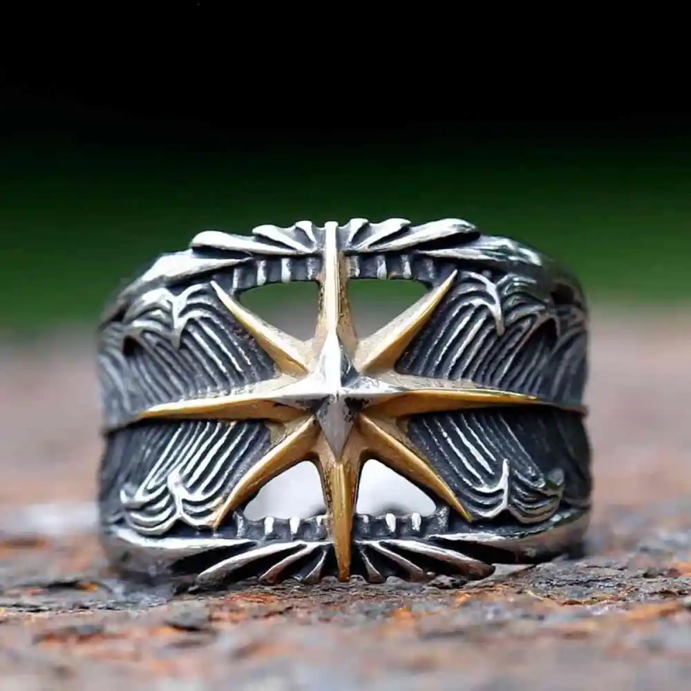 Men's Compass Star Ring