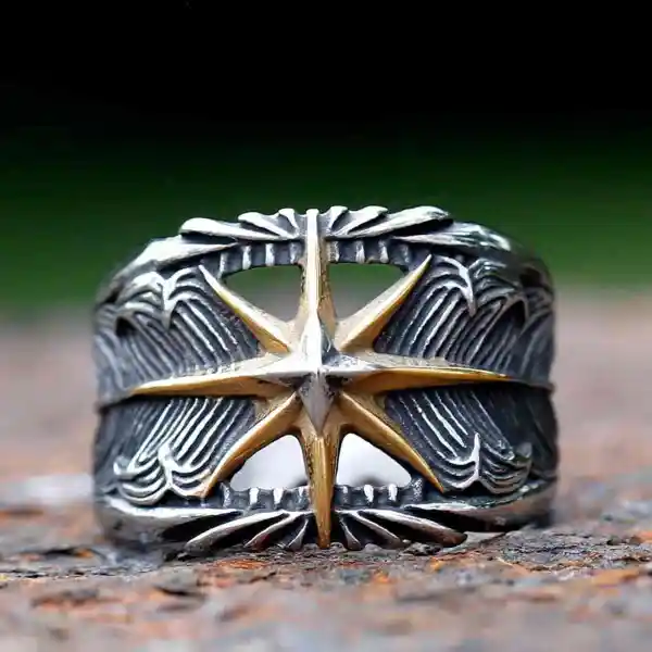Men's Compass Star Ring