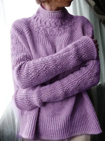 Knitted Plain Casual Sweater