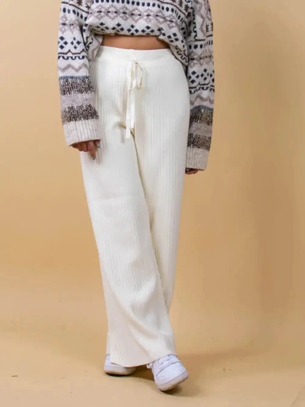 Wide Leg Ribbed Pants