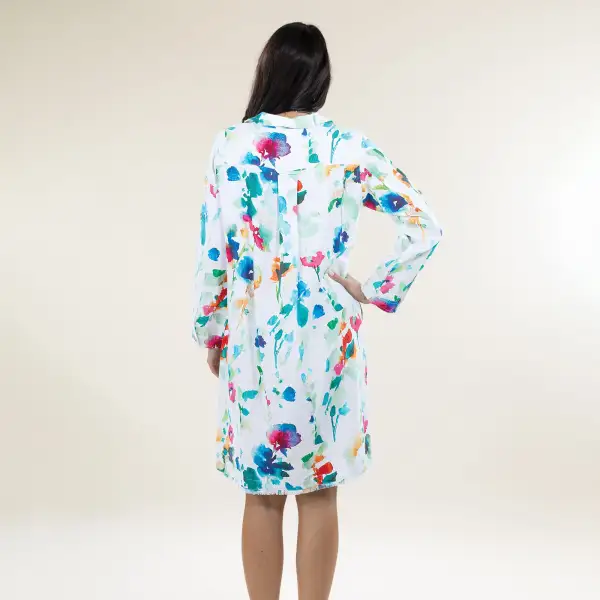 Paint-Splatter Button-Up Linen Dress