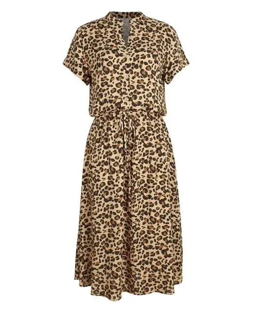 2025 Luludress Ladies Bohemian Leopard Print Shirt Dress