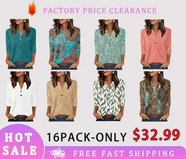 WIHOLL Womens Tops 3/4 Sleeve Heley Shirts