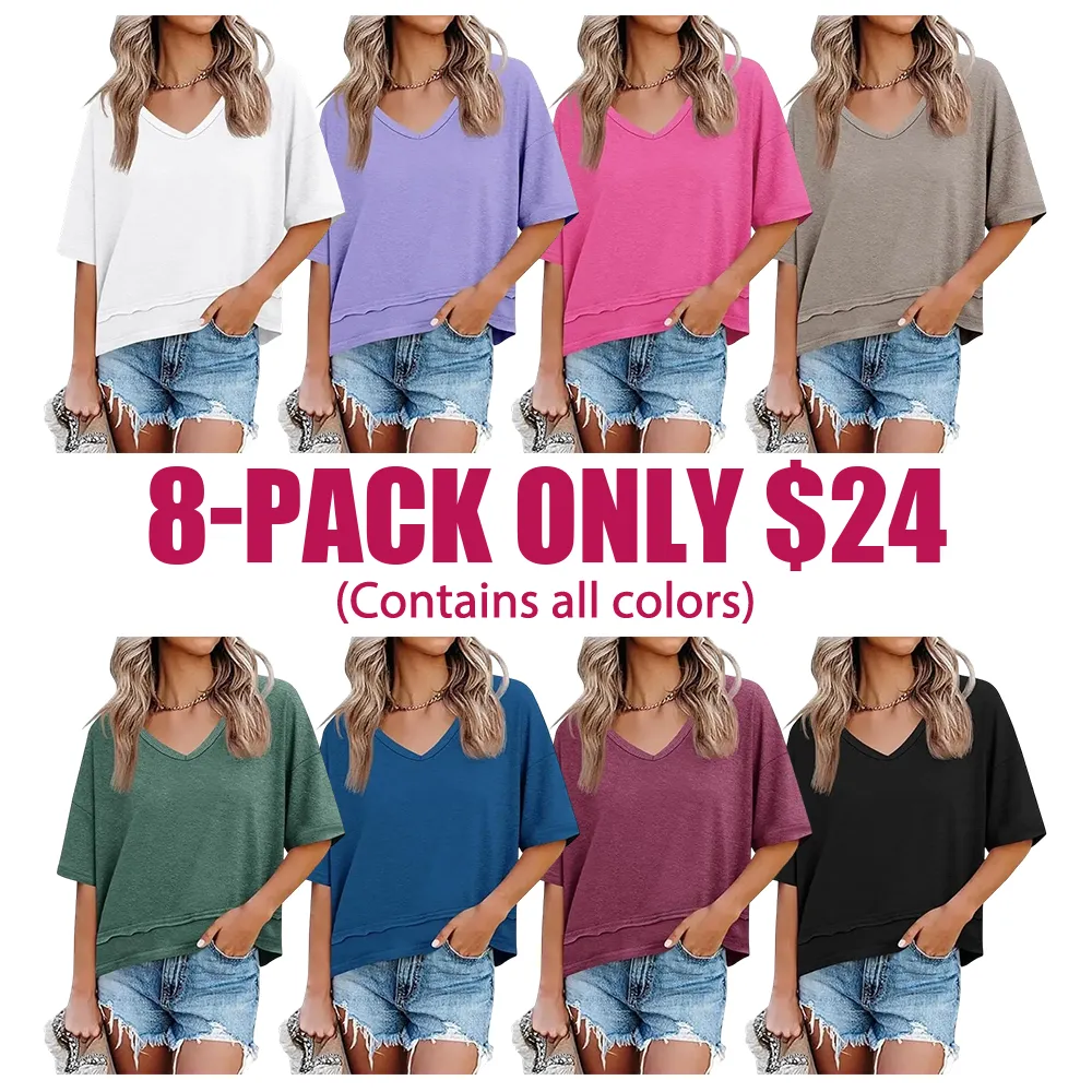 🔥Hot Sale💥-Women's Summer V-Neck T-Shirt🔥16-Pack - All Colors Included