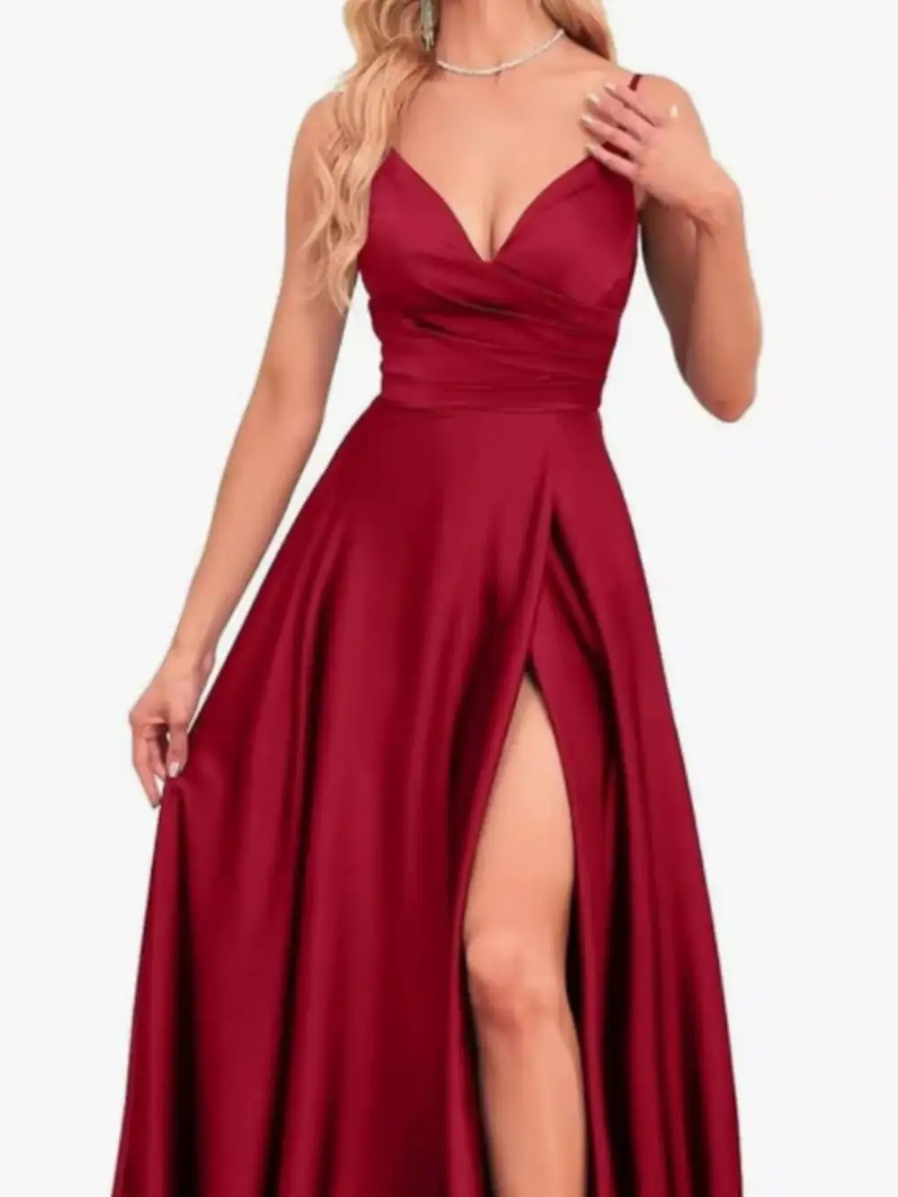 Ruched Slit Maxi Dress