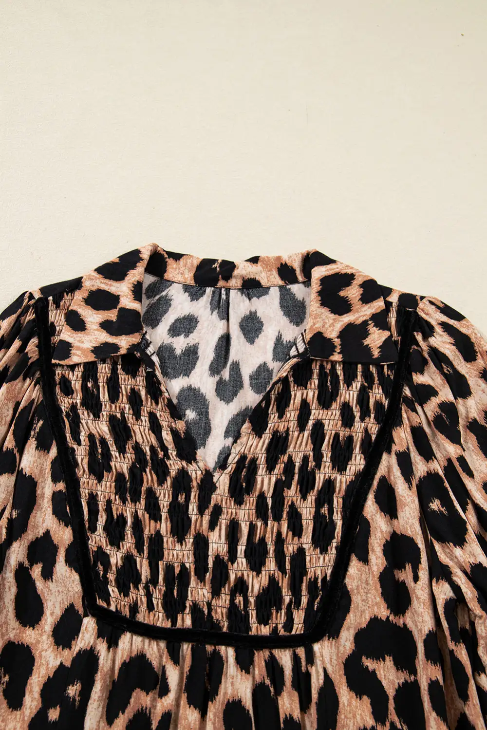Animal Print Smocked Midi Dress