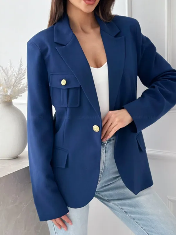 Double-Breasted Lapel-Collar Plaid Blazer
