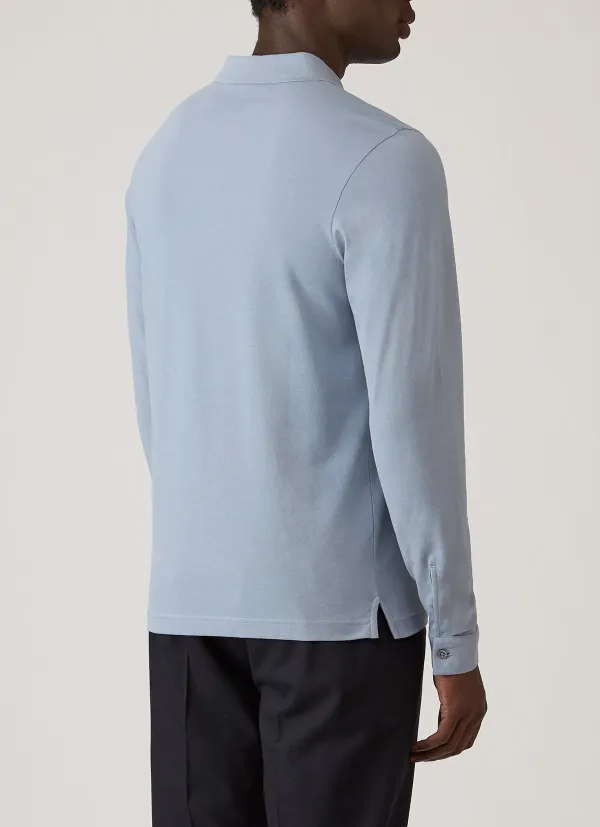 Modern Everyday Slim Fit Cotton Pique Long Sleeve Polo Shirt