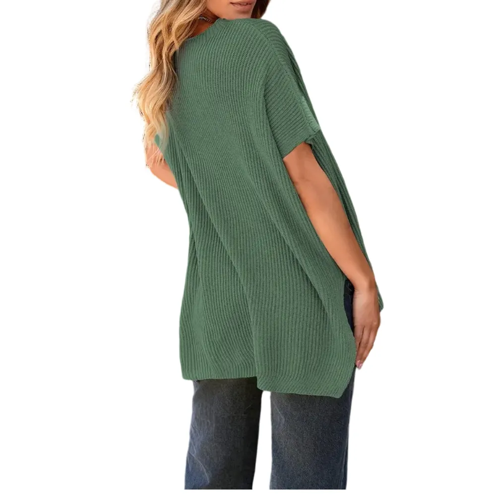 Women's loose-neckline short-sleeved sweater