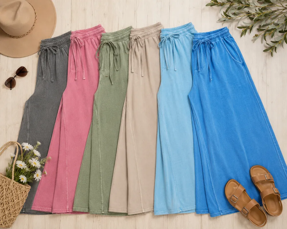 Roomy Drawstring Cotton Blend Casual Pants