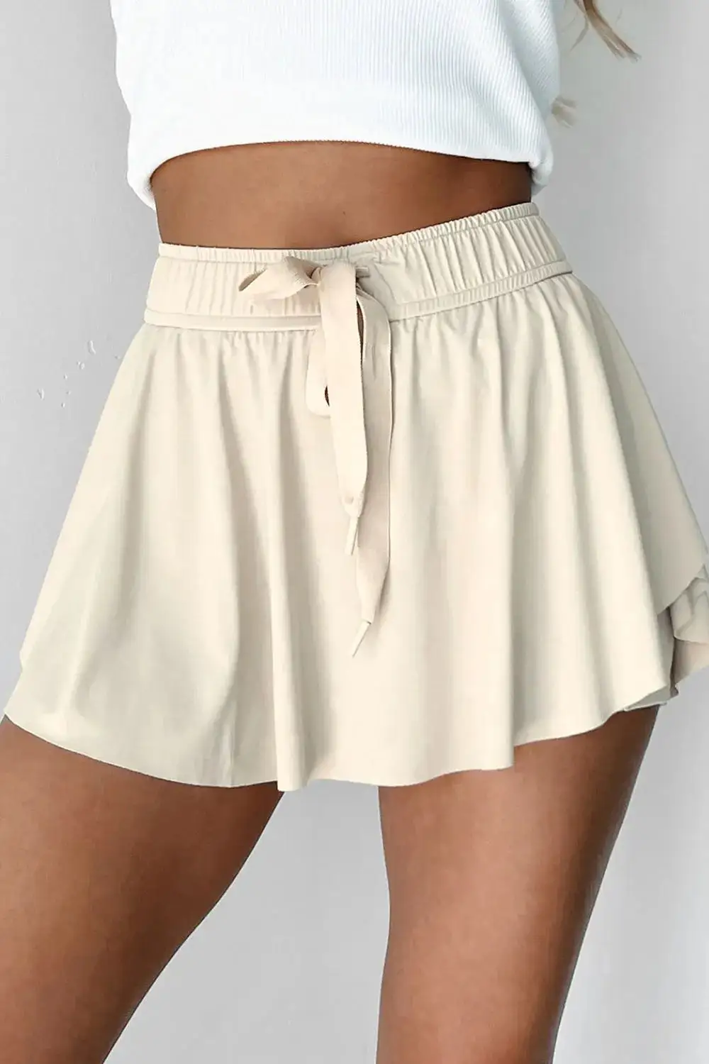 Drawstring High Waist Lined Active Skorts Skirt