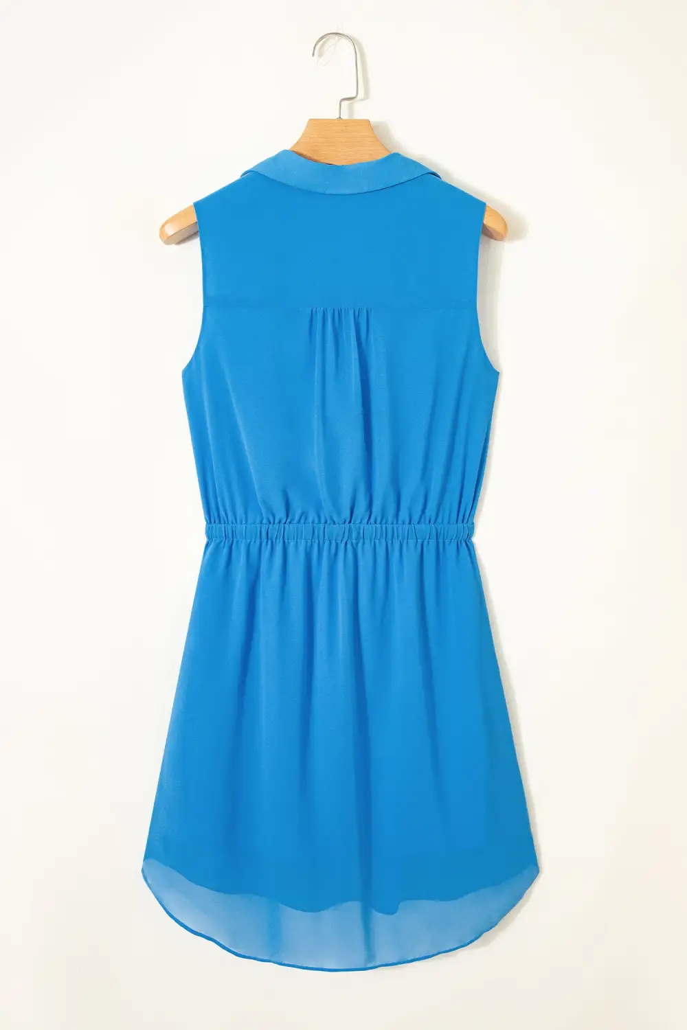 Half Button Sleeveless Collared Shirt Dress