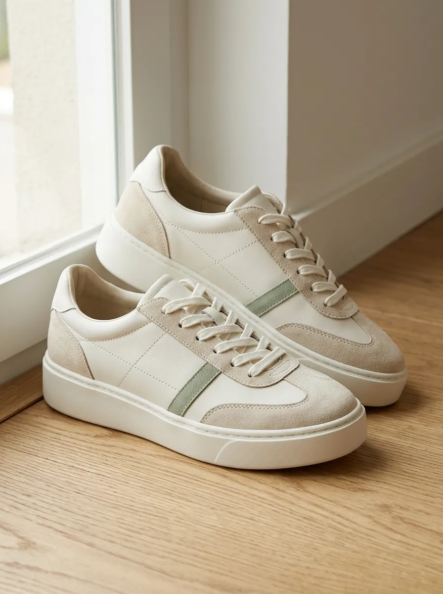Women's Minimalist Beige Suede Patchwork Casual Printed Sneakers