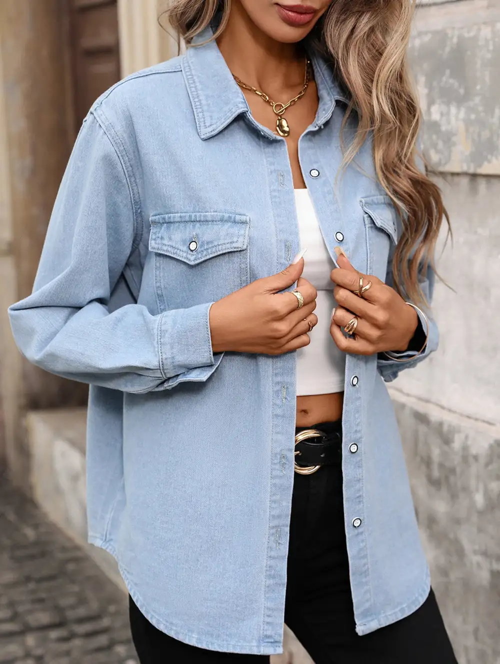 Washed Denim Cardigan Long Sleeve Jacket