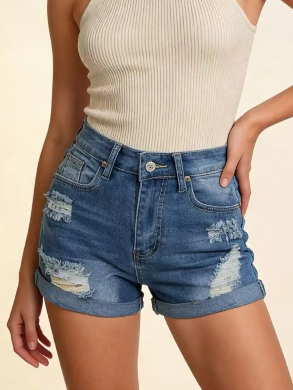 Everyday Distressed Hem Shorts