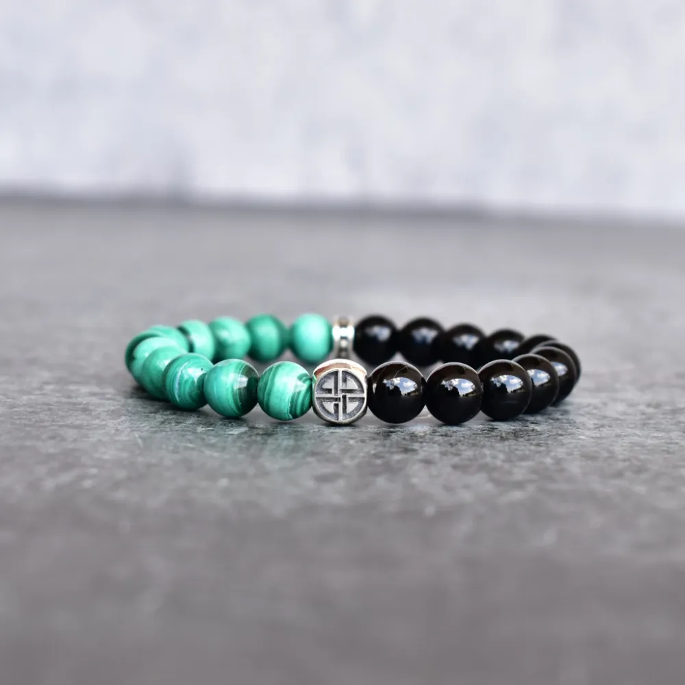 Matte Onyx Malachite Bead Bracelet