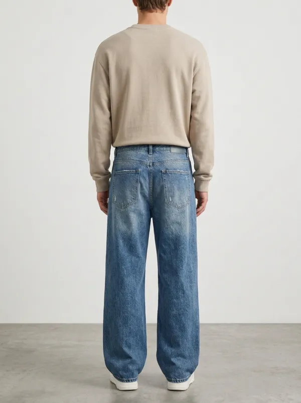 Wide Leg Geometric Graphic Men's Loose Fit Jeans